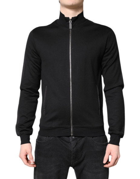Black Cotton Logo Full Zip Men Bomber Jacket Black Cotton Logo Full Zip Men Bomber Jacket