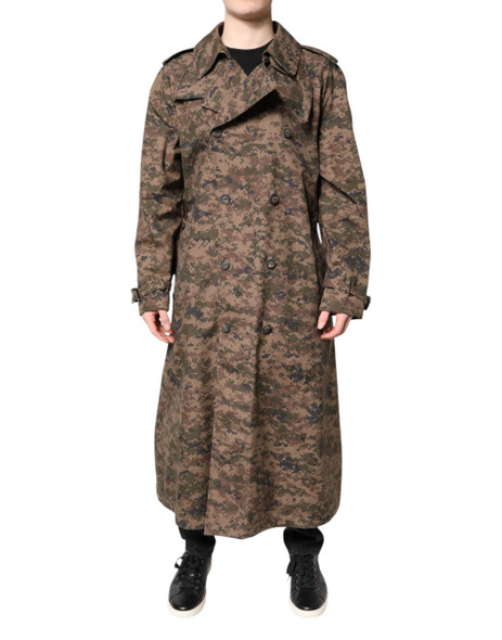 Multicolor Camouflage Double Breasted Coat Jacket Multicolor Camouflage Double Breasted Coat Jacket