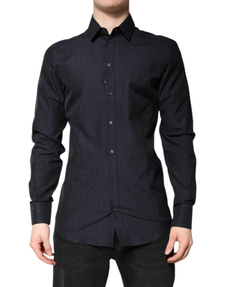 Dolce & Gabbana Black Cotton GOLD Men Dress Formal Shirt Dolce & Gabbana Black Cotton GOLD Men Dress Formal Shirt