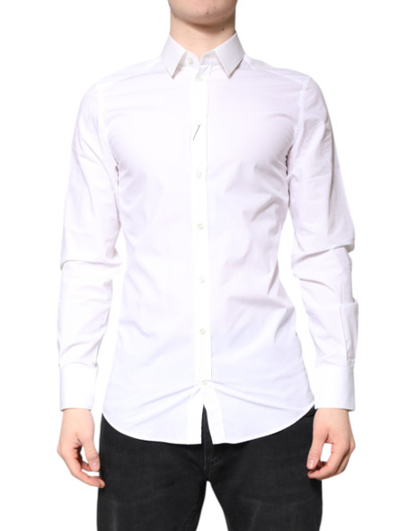 Dolce & Gabbana White Cotton GOLD Dress Formal Collared Shirt TSH86355 Dolce & Gabbana White Cotton GOLD Dress Formal Collared Shirt TSH86355