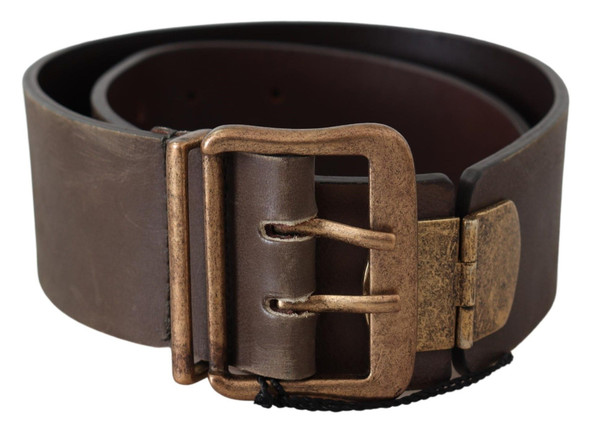 Brown Leather Wide Bronze Buckle Waist Belt Brown Leather Wide Bronze Buckle Waist Belt