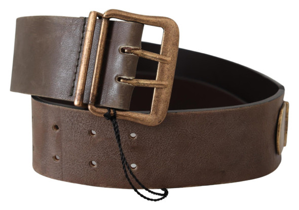 Brown Leather Wide Bronze Buckle Waist Belt Brown Leather Wide Bronze Buckle Waist Belt