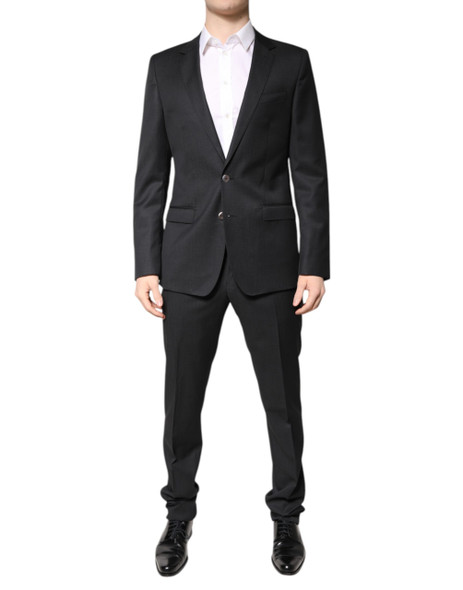 Dolce & Gabbana Dark Gray Wool Single Breasted 2 Piece Suit Dolce & Gabbana Dark Gray Wool Single Breasted 2 Piece Suit
