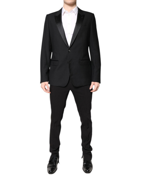 Black Wool Single Breasted 2 Piece Suit KOS2301 Black Wool Single Breasted 2 Piece Suit KOS2301
