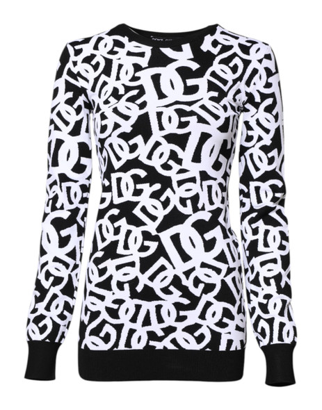 Dolce & Gabbana Black White Logo Print Women Pullover Sweater Dolce & Gabbana Black White Logo Print Women Pullover Sweater