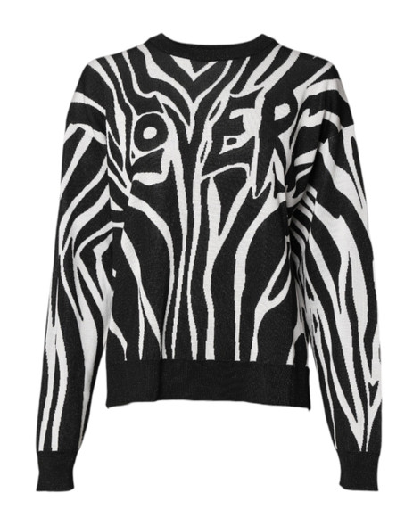 Black White Print Women Pullover Sweater Black White Print Women Pullover Sweater