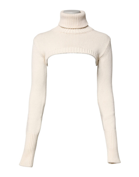Ivory Cashmere Turtleneck Cropped Top Sweater Ivory Cashmere Turtleneck Cropped Top Sweater