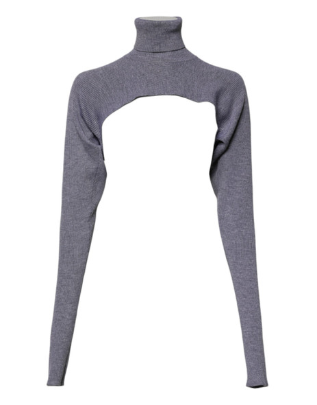 Dolce & Gabbana Gray Wool Knit Turtleneck Cropped Top Sweater Dolce & Gabbana Gray Wool Knit Turtleneck Cropped Top Sweater