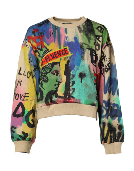 Dolce & Gabbana Multicolor Print Cotton Pullover Sweater Dolce & Gabbana Multicolor Print Cotton Pullover Sweater