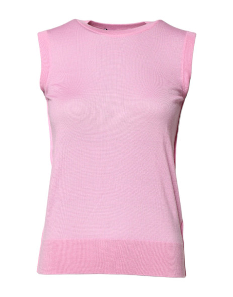 Dolce & Gabbana Pink Cashmere Round Neck Sleeveless Tank Top Dolce & Gabbana Pink Cashmere Round Neck Sleeveless Tank Top