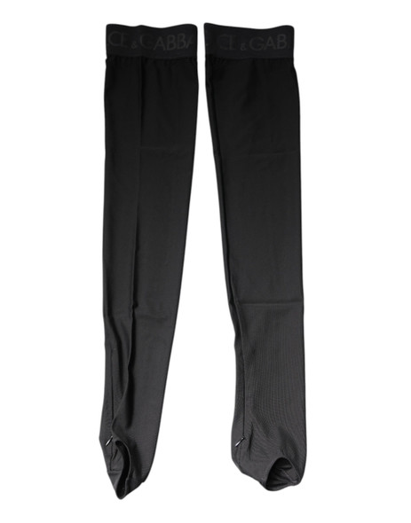 Dolce & Gabbana Black Viscose Stretch Over Calf Stockings Socks Dolce & Gabbana Black Viscose Stretch Over Calf Stockings Socks