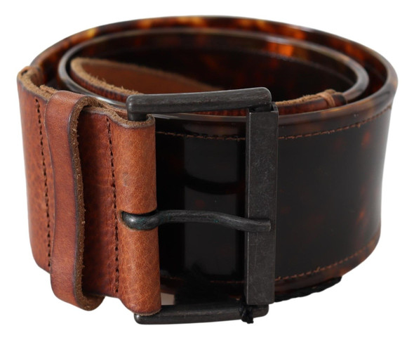 Ermanno Scervino Dark Brown Leather Wide Buckle Belt Ermanno Scervino Dark Brown Leather Wide Buckle Belt