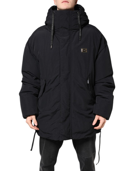 Dolce & Gabbana Black Nylon Full Zip Hooded Parka Jacket Dolce & Gabbana Black Nylon Full Zip Hooded Parka Jacket