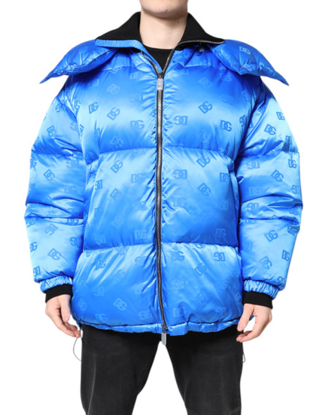 Blue Logo Full Zip Hooded Quilted Jacket Blue Logo Full Zip Hooded Quilted Jacket