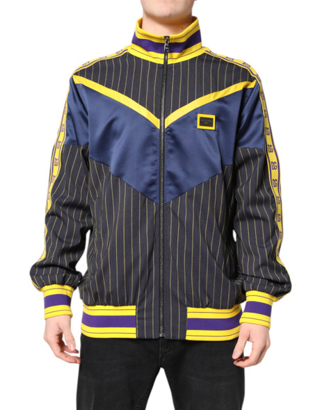 Dolce & Gabbana Black Striped Logo Full Zip Bomber Jacket Dolce & Gabbana Black Striped Logo Full Zip Bomber Jacket