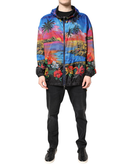 Dolce & Gabbana Multicolor Print Hooded Windbreaker Jacket Dolce & Gabbana Multicolor Print Hooded Windbreaker Jacket