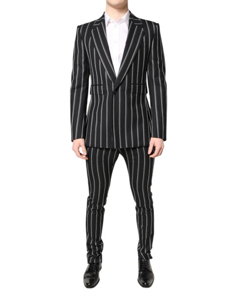 Dolce & Gabbana Black Striped SICILIA Formal 2 Piece Suit Dolce & Gabbana Black Striped SICILIA Formal 2 Piece Suit