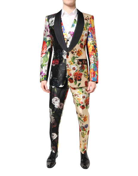 Multicolor Floral SICILIA Silk 3 Piece Suit Multicolor Floral SICILIA Silk 3 Piece Suit