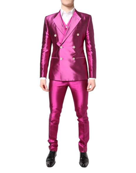 Dolce & Gabbana Pink SICILIA Double Breasted 3 Piece Suit Dolce & Gabbana Pink SICILIA Double Breasted 3 Piece Suit
