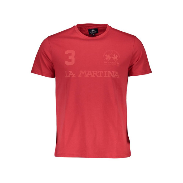 La Martina Red Cotton Men T-Shirt LA-36826 La Martina Red Cotton Men T-Shirt LA-36826