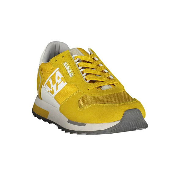 Napapijri Yellow Leather Men Sneaker Napapijri Yellow Leather Men Sneaker