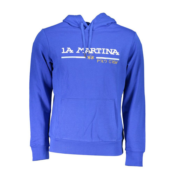 La Martina Blue Cotton Men Sweater LA-36950 La Martina Blue Cotton Men Sweater LA-36950
