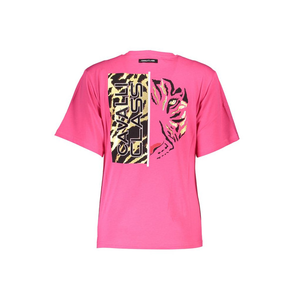 Cavalli Class Pink Cotton Women Top Cavalli Class Pink Cotton Women Top