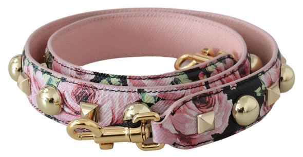 Dolce & Gabbana Pink Floral Gold Studs Bag Accessory Shoulder Strap Dolce & Gabbana Pink Floral Gold Studs Bag Accessory Shoulder Strap