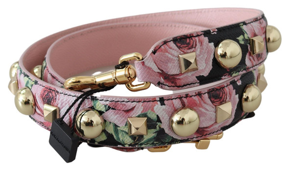 Dolce & Gabbana Pink Floral Gold Studs Bag Accessory Shoulder Strap Dolce & Gabbana Pink Floral Gold Studs Bag Accessory Shoulder Strap