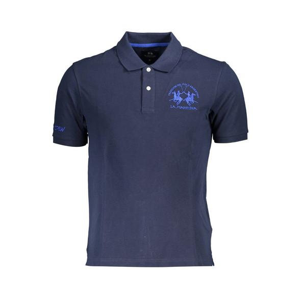 La Martina Blue Cotton Men Polo Shirt La Martina Blue Cotton Men Polo Shirt