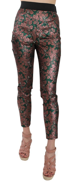 Dolce & Gabbana Multicolor Iridescent Brocade Jacquard Trousers Crop Pants Dolce & Gabbana Multicolor Iridescent Brocade Jacquard Trousers Crop Pants