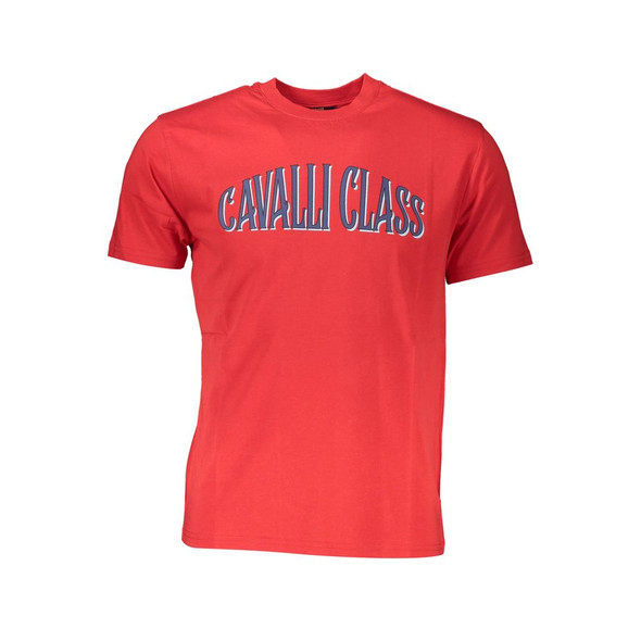 Cavalli Class Red Cotton Men T-Shirt CA-37122 Cavalli Class Red Cotton Men T-Shirt CA-37122
