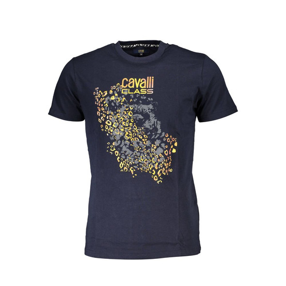 Cavalli Class Blue Cotton Men T-Shirt CA-37137 Cavalli Class Blue Cotton Men T-Shirt CA-37137