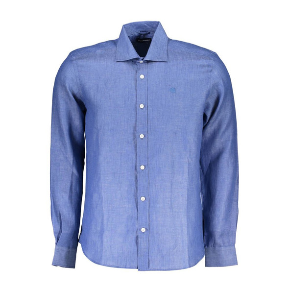 North Sails Blue Linen Men Shirt NO-37143 North Sails Blue Linen Men Shirt NO-37143