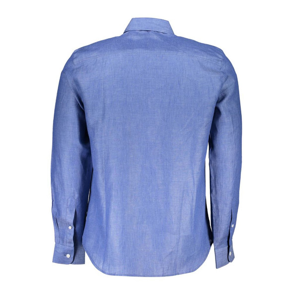 North Sails Blue Linen Men Shirt NO-37143 North Sails Blue Linen Men Shirt NO-37143