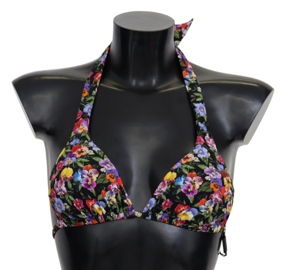 Dolce & Gabbana Black Floral Print Swimsuit Beachwear Bikini Tops Dolce & Gabbana Black Floral Print Swimsuit Beachwear Bikini Tops