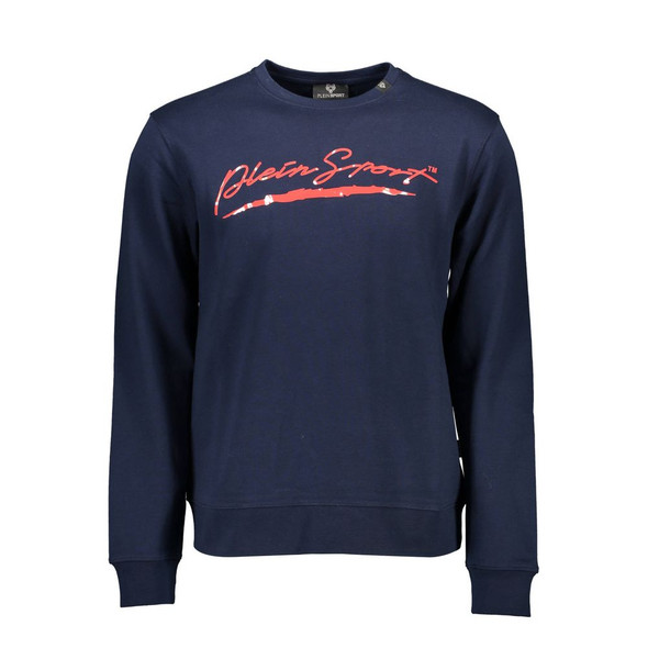 Plein Sport Blue Cotton Men Sweater PL-37204 Plein Sport Blue Cotton Men Sweater PL-37204