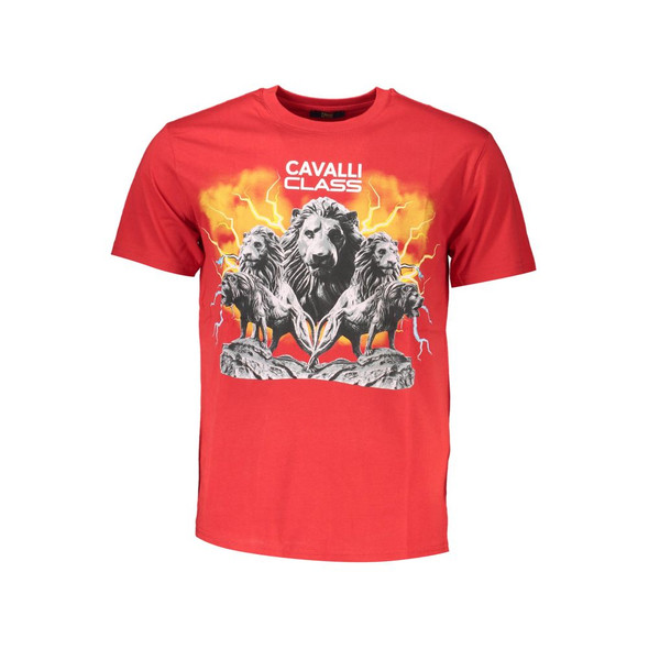 Cavalli Class Red Cotton Men T-Shirt CA-37252 Cavalli Class Red Cotton Men T-Shirt CA-37252