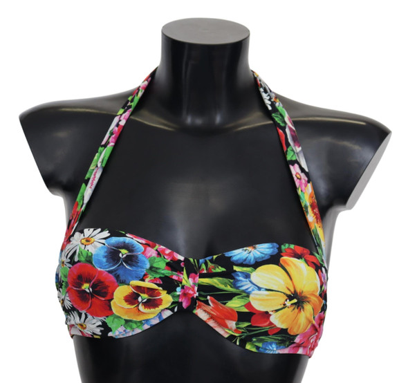 Dolce & Gabbana Multicolor Floral Print Swimwear Bikini Tops Dolce & Gabbana Multicolor Floral Print Swimwear Bikini Tops