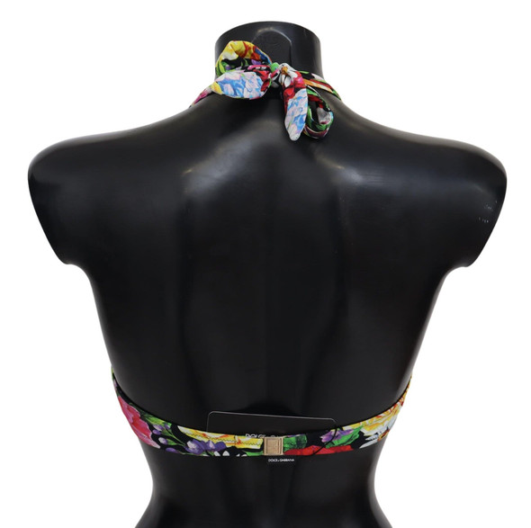 Dolce & Gabbana Multicolor Floral Print Swimwear Bikini Tops Dolce & Gabbana Multicolor Floral Print Swimwear Bikini Tops