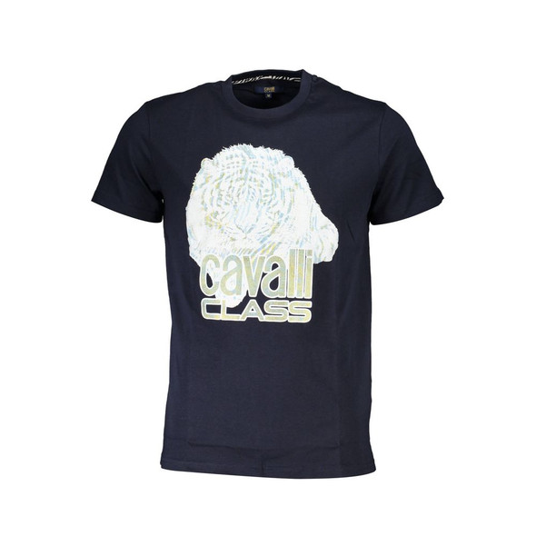 Cavalli Class Blue Cotton Men T-Shirt CA-37297 Cavalli Class Blue Cotton Men T-Shirt CA-37297