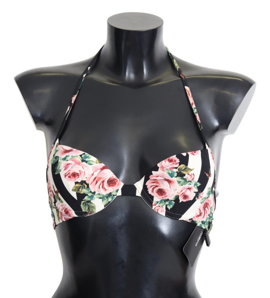 Dolce & Gabbana Multicolor Striped Rose Print Swimwear Bikini Tops BIK1450 Dolce & Gabbana Multicolor Striped Rose Print Swimwear Bikini Tops BIK1450