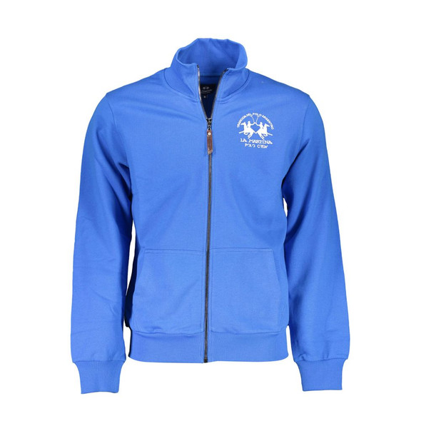 La Martina Blue Cotton Men Sweater LA-37290 La Martina Blue Cotton Men Sweater LA-37290
