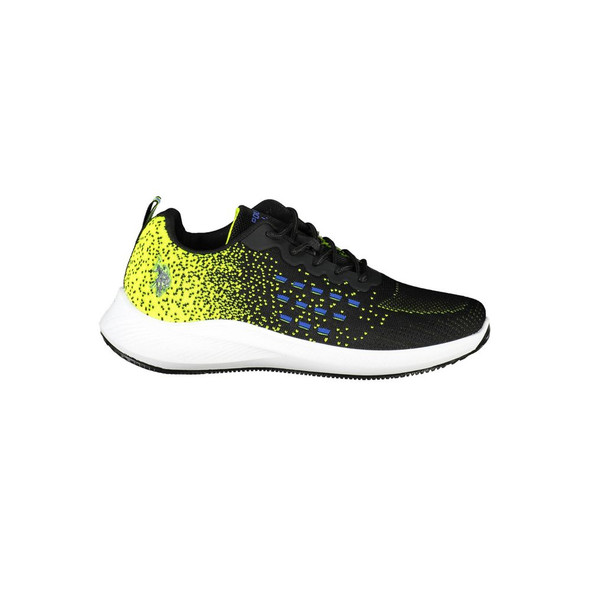 Black Polyester Men Sneaker US-37348 Black Polyester Men Sneaker US-37348