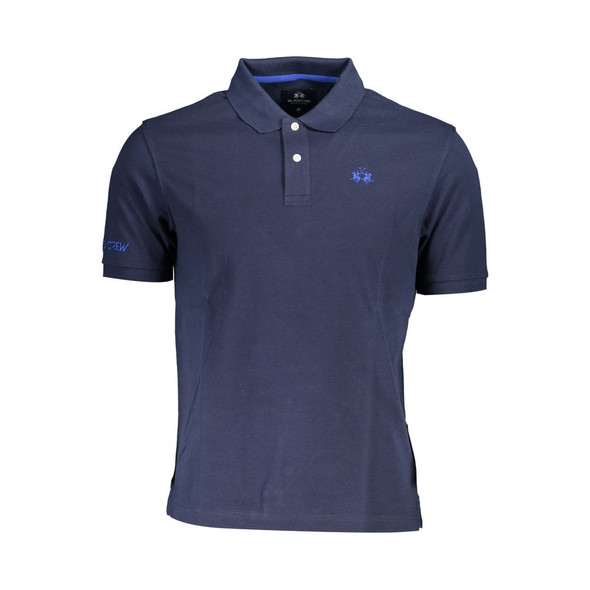 La Martina Blue Cotton Men Polo Shirt LA-37333 La Martina Blue Cotton Men Polo Shirt LA-37333