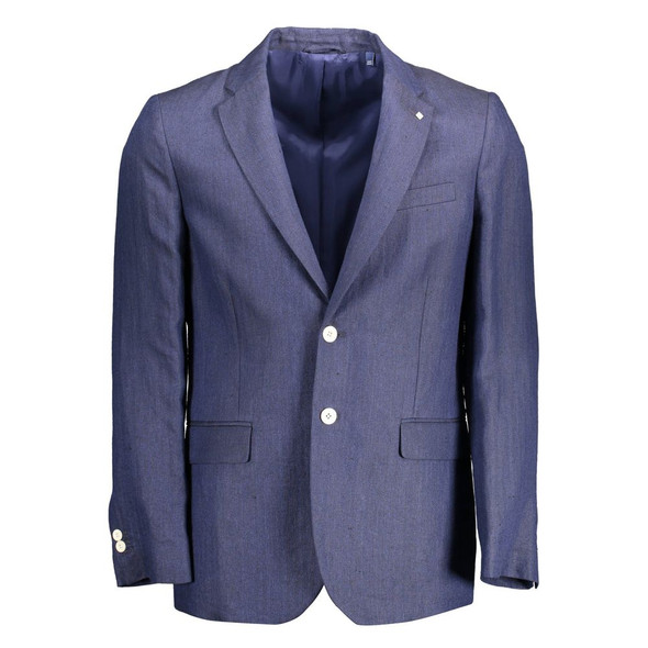Gant Blue Linen Men Jacket Gant Blue Linen Men Jacket