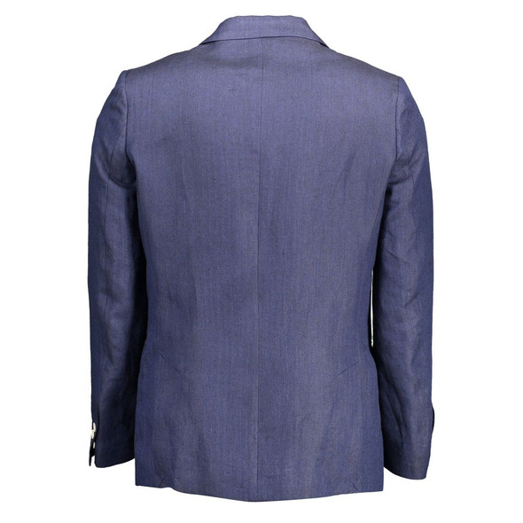 Gant Blue Linen Men Jacket Gant Blue Linen Men Jacket