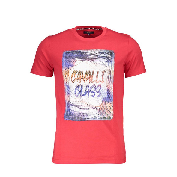 Cavalli Class Red Cotton Men T-Shirt CA-37904 Cavalli Class Red Cotton Men T-Shirt CA-37904