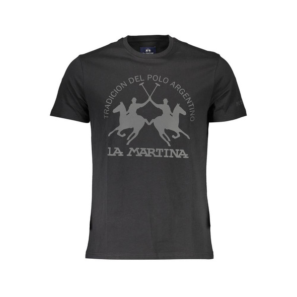 La Martina Black Cotton Men T-Shirt LA-37980 La Martina Black Cotton Men T-Shirt LA-37980