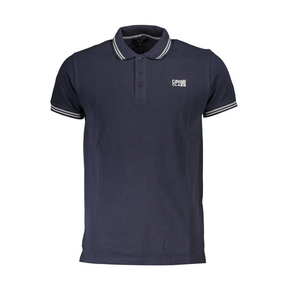 Cavalli Class Blue Cotton Men Polo Shirt CA-38160 Cavalli Class Blue Cotton Men Polo Shirt CA-38160
